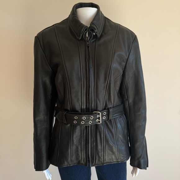 Pro Rider Vintage Genuine Leather Belted Zip Moto Biker jacket M
